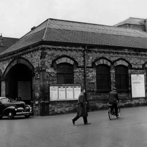 Der Portik des Bahnhofs von North Shields am 22. Dezember 1956