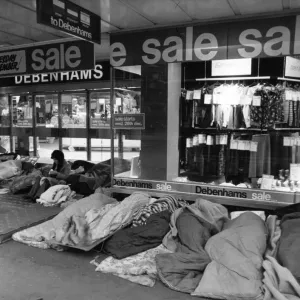 Print of Debenhams Post Christmas Sales Scene, London 1977