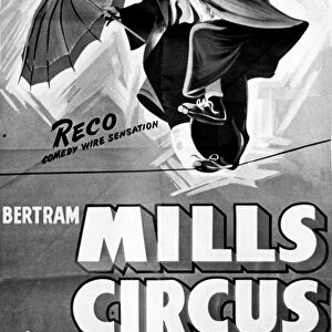 Poster for Bertram Mills Circus, image shows Reco comedy wire sensation. 20th July 1979