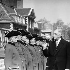 Print of Charles de Gaulle at the Royal Hospital Chelsea