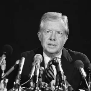 Former President Jimmy Carter press conference at The Churchill Hotel. 25th October 1982 Former President Jimmy Carter press conference at The Churchill Hotel. 25th October 1982