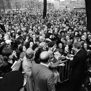 El presidente Jimmy Carter en su paseo por Newcastle y Washington, Tyne and Wear.