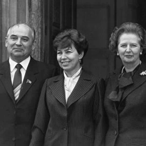 PRESIDENT MIKHAIL GORBACHEV AND WIFE, RAISA WITH MARGARET THATCHER AND HUSBAND DENNIS AT
