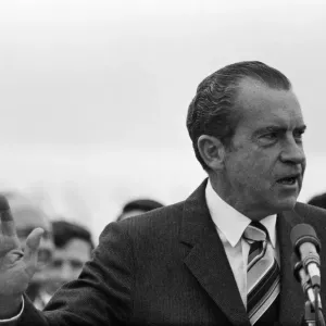 President Richard Nixon visits Ireland. Pictured on arrival at Shannon Airport President Richard Nixon visits Ireland. Pictured on arrival at Shannon Airport