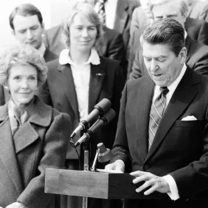 Print of Ronald Reagan and Nancy in London, 6th June 1984