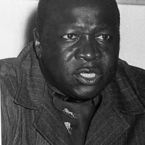 President of Uganda, General Idi Amin, speaking at the the Uganda Embassy in Kinshasa President of Uganda, General Idi Amin, speaking at the the Uganda Embassy in Kinshasa