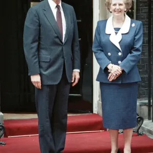 President of the United States George Bush and Prime Minister Margaret Thatcher outside President of the United States George Bush and Prime Minister Margaret Thatcher outside