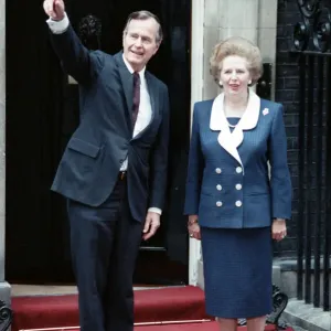 President of the United States George Bush and Prime Minister Margaret Thatcher outside President of the United States George Bush and Prime Minister Margaret Thatcher outside
