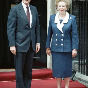 President of the United States George Bush and Prime Minister Margaret Thatcher outside President of the United States George Bush and Prime Minister Margaret Thatcher outside
