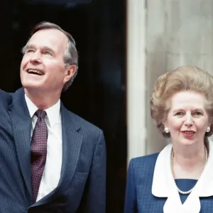 President of the United States George Bush and Prime Minister Margaret Thatcher outside President of the United States George Bush and Prime Minister Margaret Thatcher outside