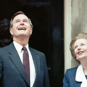 President of the United States George Bush and Prime Minister Margaret Thatcher outside President of the United States George Bush and Prime Minister Margaret Thatcher outside