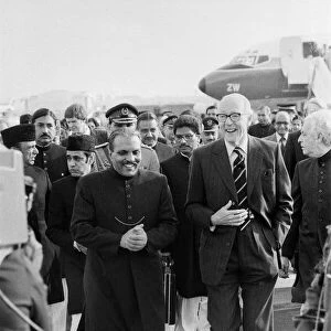 President Zia of Pakistan with Foreign Secretary Lord CArrington upon his arrival at