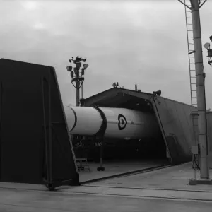 Print of Thor Missile at R.A.F. Feltwell Launch Pad, 1960 Print of Thor Missile at R.A.F. Feltwell Launch Pad, 1960