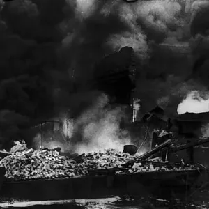 Prices Candle and Nightlight factory fire December 1944 which was hit by flying Prices Candle and Nightlight factory fire December 1944 which was hit by flying
