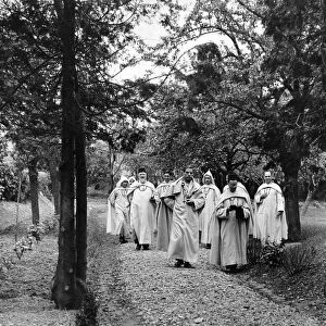 Priests in Arabian dress. New monastery of the White Fathers at Heston, Middlesex