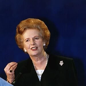 Former Prime Minister Baroness Margaret Thatcher at a Conservative Party rally in London