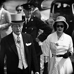 Prime Minister Harold Macmillan and his daughter Catherine at The Derby. 1st June 1960