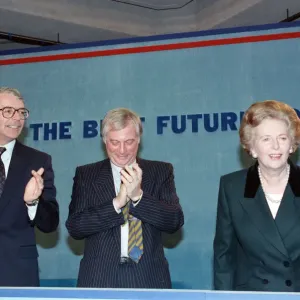 Print of John Major, Chris Patten and Margaret Thatcher in 1992 Print of John Major, Chris Patten and Margaret Thatcher in 1992