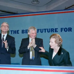 Prime Minister John Major, Chris Patten and Margaret Thatcher