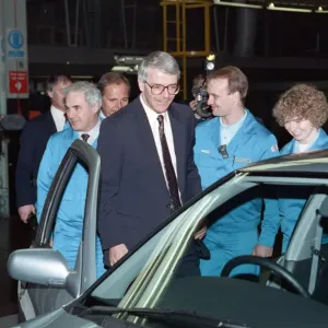 Prime Minister John Major visiting a Nissan car factory. 29th March 1992 Prime Minister John Major visiting a Nissan car factory. 29th March 1992