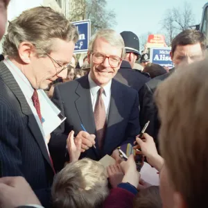 Prime Minister John Major in York, during the general election campaign. 26th March 1992