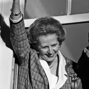 Prime Minister Margaret Thatcher, celebrate winning a third term in government for Prime Minister Margaret Thatcher, celebrate winning a third term in government for