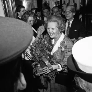 Print of Margaret Thatcher arriving at Conservative Central Office Print of Margaret Thatcher arriving at Conservative Central Office