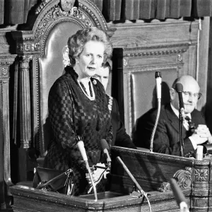 Print of Margaret Thatcher at Hendon Town Hall, 10th June 1983 Print of Margaret Thatcher at Hendon Town Hall, 10th June 1983