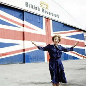 Prime Minister Margaret Thatcher campaigning at British Hovercraft. 8th June 1983