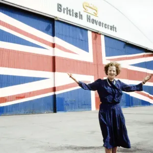 Prime Minister Margaret Thatcher at British Hovercraft Print, 8th June 1983