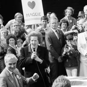 Prime Minister Margaret Thatcher campaigning in Ealing with Harry Greenway. 30th May 1987 Prime Minister Margaret Thatcher campaigning in Ealing with Harry Greenway. 30th May 1987