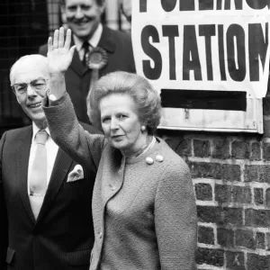 Print of Margaret Thatcher campaigning in Harrogate with Denis