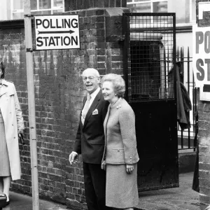 Prime Minister Margaret Thatcher campaigning in Harrogate with her husband Denis Prime Minister Margaret Thatcher campaigning in Harrogate with her husband Denis