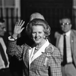 Print of Margaret Thatcher outside 10 Downing Street, June 1987 Print of Margaret Thatcher outside 10 Downing Street, June 1987