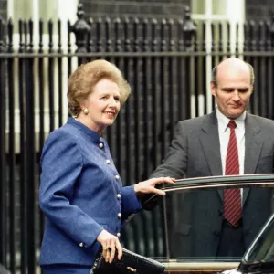 Print of Prime Minister Margaret Thatcher at Downing Street on Budget Day Print of Prime Minister Margaret Thatcher at Downing Street on Budget Day