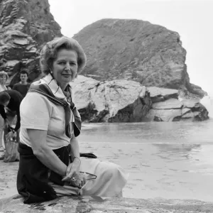 Prime Minister Margaret Thatcher on holiday in North Cornwall. 10th August 1981 Prime Minister Margaret Thatcher on holiday in North Cornwall. 10th August 1981