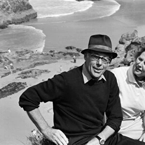 Prime Minister Margaret Thatcher and her husband Denis on holiday in North Cornwall