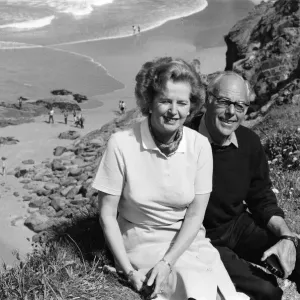 Prime Minister Margaret Thatcher and her husband Denis on holiday in North Cornwall Prime Minister Margaret Thatcher and her husband Denis on holiday in North Cornwall
