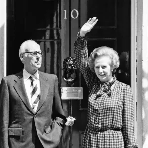 Prime Minister Margaret Thatcher and husband Denis on the steps of 10 Downing Street Prime Minister Margaret Thatcher and husband Denis on the steps of 10 Downing Street