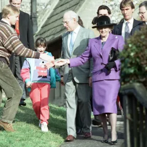 Prime Minister Margaret Thatcher and her husband Denis visit the church near Chequers Prime Minister Margaret Thatcher and her husband Denis visit the church near Chequers