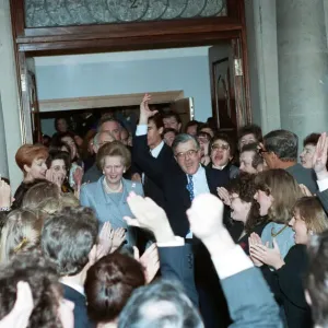 Prime Minister Margaret Thatcher and Kenneth Baker at Conservative headquarters Prime Minister Margaret Thatcher and Kenneth Baker at Conservative headquarters