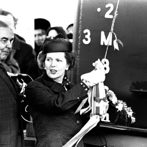 Print of Margaret Thatcher at SD14 cargo ship launch