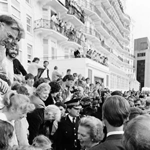 Prime Minister Margaret Thatcher returns to the Grand Hotel in Brighton
