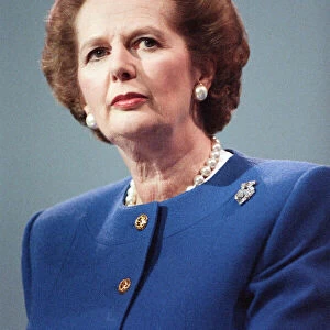 Prime Minister Margaret Thatcher speaking at the Conservative Party Conference, Brighton