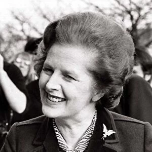 Prime Minister Margaret Thatcher visits the British Aerospace factory to see