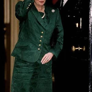 Prime Minister Margaret Thatcher waving goodbye to Nelson Mandela at Number 10 Downing