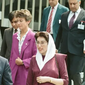 Prime Minister of Pakistan Benazir Bhutto Print, London Visit 1989 Prime Minister of Pakistan Benazir Bhutto Print, London Visit 1989