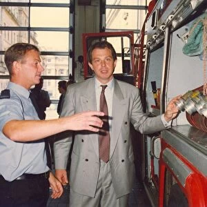 Prime Minister Tony Blair visits the Pilgrim Street fire station in Newcastle