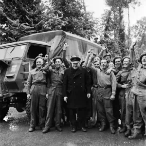 The Prime Minister, Winston Churchill, visited the troops in Normandy, Northern France The Prime Minister, Winston Churchill, visited the troops in Normandy, Northern France