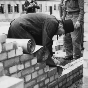 Winston Churchill Lays Bricks, 6th April 1942 Print Winston Churchill Lays Bricks, 6th April 1942 Print